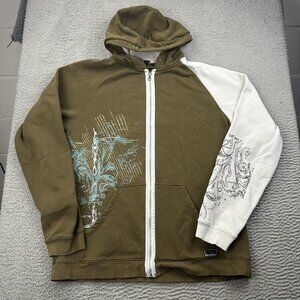 Oakley Full Zip Y2K Skater Green Sweatshirt Hoodie Size XXL Embroidered Grunge